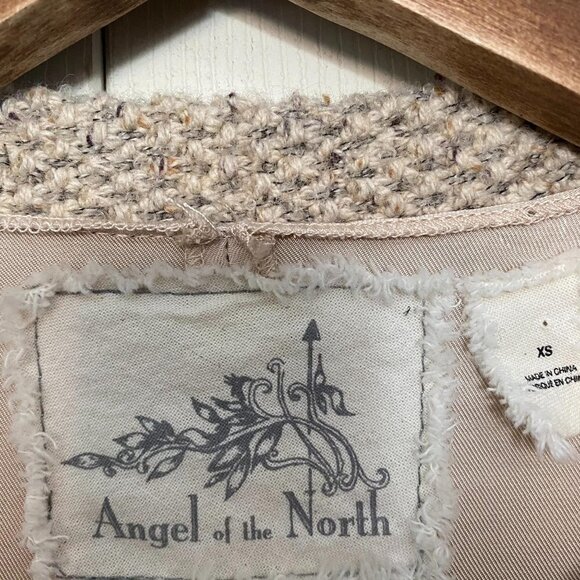 Angel of the North Anthropologie Envalira Knit Cream Zip Wool Stretch Blazer - Picture 3 of 8